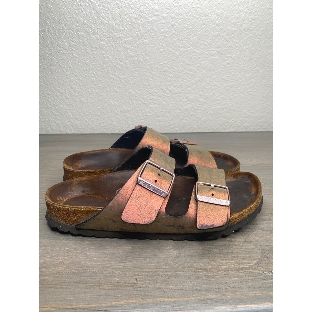 Birkenstock Arizona Metallic Iridescent Copper Rose Gold Sandal Women 38 US7-7.5